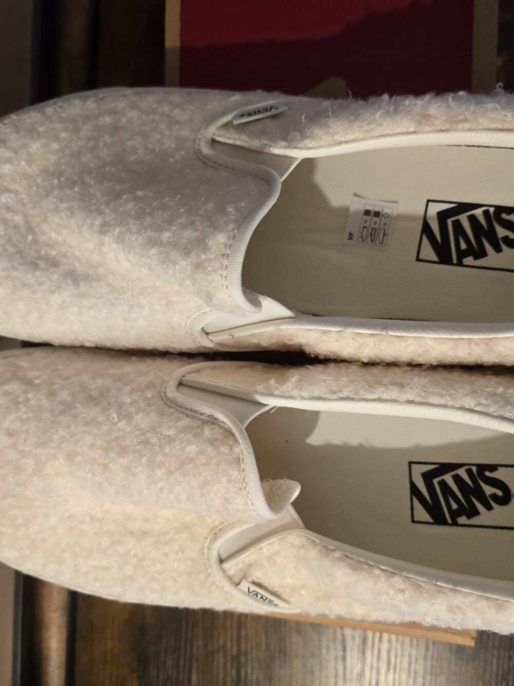 Vans Slip-On File Fleece Sneakers Skate Shoes Sherpa White VN000EACCJ7 US 13 - Picture 8 of 14